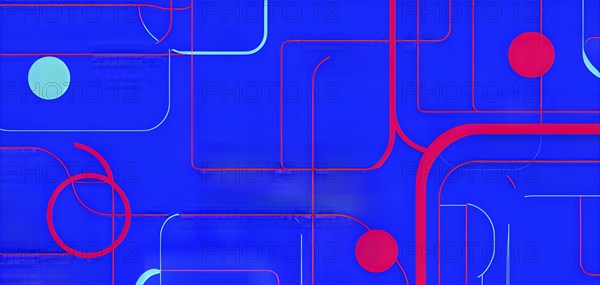 Abstract minimalist illustration theme in vibrant neon color accents symbolizing fun and ease, AI