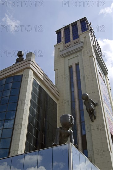 The Blankenberge Casino and the three babies from artist David Cerny, Belgium, Europe