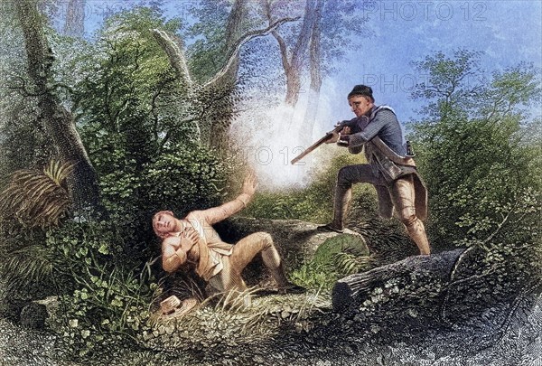 The Wyoming Fratricide, USA, c. 1750, Historical, digitally restored reproduction from a 19th