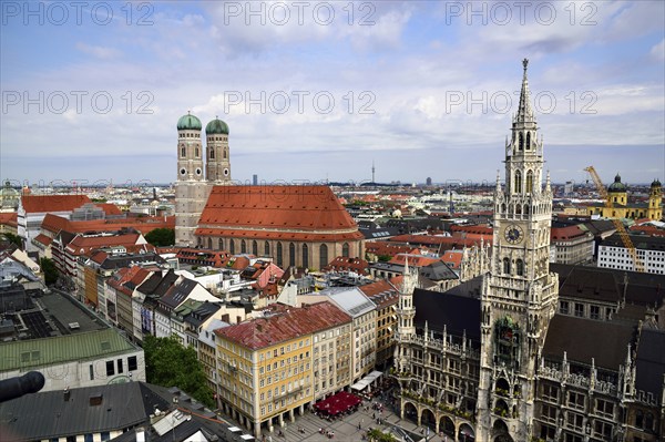 Europe, Germany, Bavaria, State Capital Munich, City, Marienplatz, Church of Our Lady, City Hall,