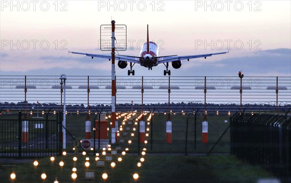 Landing of an aircraft at BER Berlin Brandenburg Airport, Schönefeld, 03/11/2021