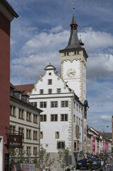 Town Hall with Grafeneckart the oldest part of the Würzburg Town Hall, Würzburg, Lower Franconia,