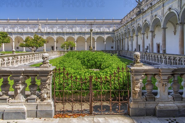 Inner courtyard with cloister of San Martino Monastery, Naples, Gulf of Naples, Campania, Italy,