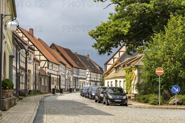 Half-timbered house in the old town centre of Arneburg, district of Stendal, Saxony-Anhalt,