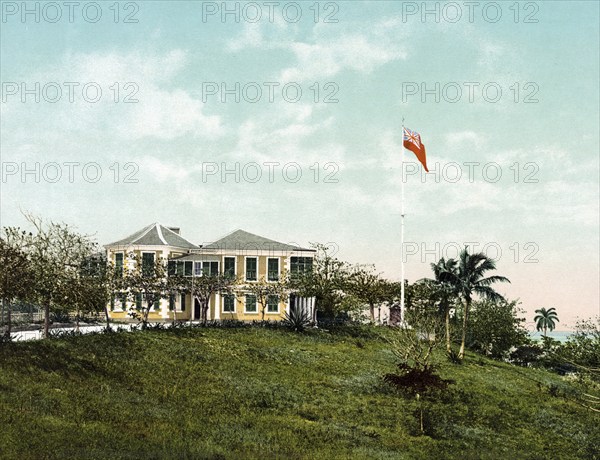 Governor's residence, Nassau, Bahamas, digitally restored reproduction from a 19th century