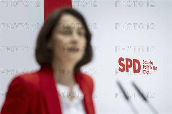 Katarina Barley, SPD lead candidate for the European elections, at a press conference in Berlin, 12