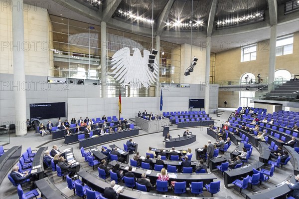 Plenary of the German Bundestag recorded during the government questioning, in Berlin, 24/04/2024