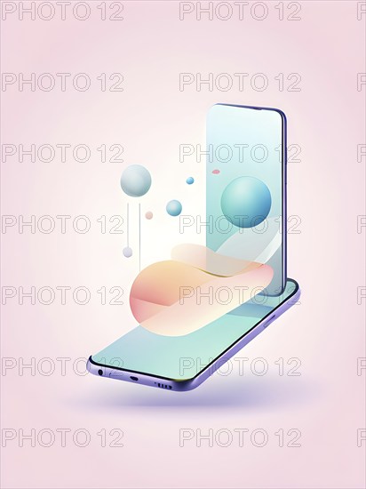 Abstract illustration wallpaper symbolizing the essence of mobile working, AI generated