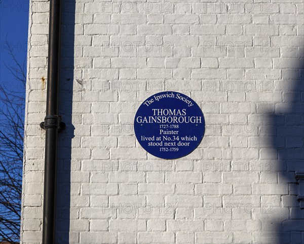 The Ipswich Society blue plaque for Thomas Gainsborough 1727-1788, Foundation Street, Ipswich,