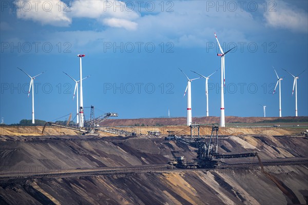 Lignite opencast mine Garzweiler II, excavator filling up the pit at the eastern edge of the