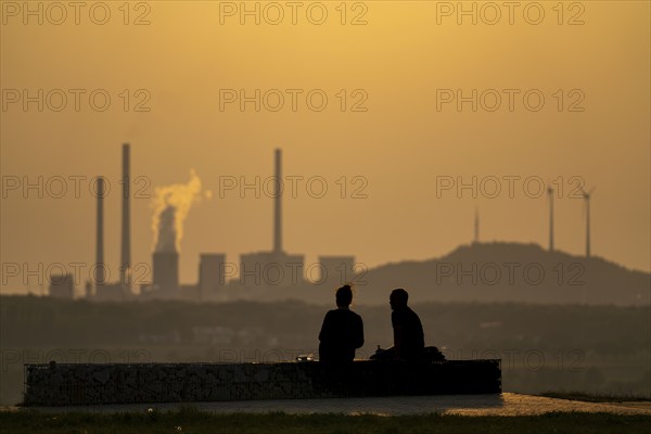 Evening atmosphere on the Hoheward spoil tip, the largest spoil tip in the Ruhr area, between