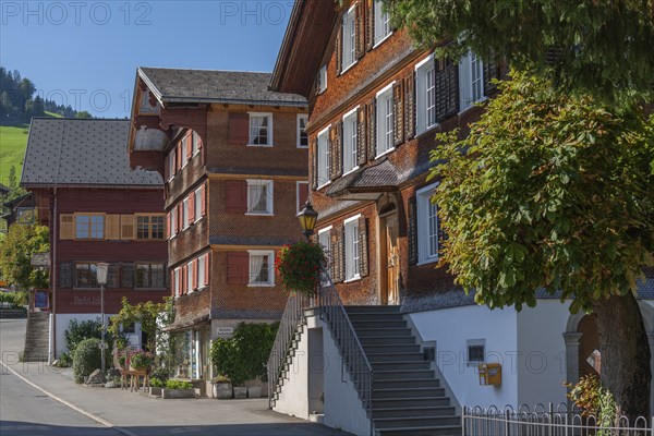 Schwarzenberg, Bregenz district, Bregenzerwald, inn, wooden house, architecture, Voralberg,