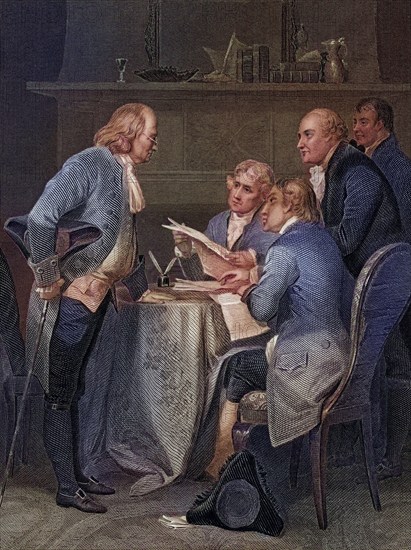The Committee of Five drafting the Declaration of Independence From left Franklin Jefferson Adams
