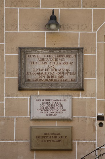 Information boards at the entrance to the castle laboratory, former castle laboratory, luminaire,