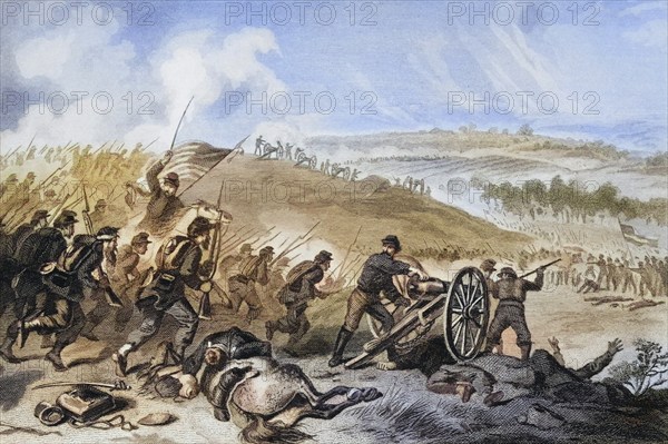 Battle of Gettysburg, Pennsylvania, July 1863, Last attack of the Union troops at Cemetery Hill,