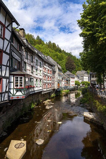 The town of Monschau, in the Eifel, on the river Rur, North Rhine-Westphalia, Germany, Europe
