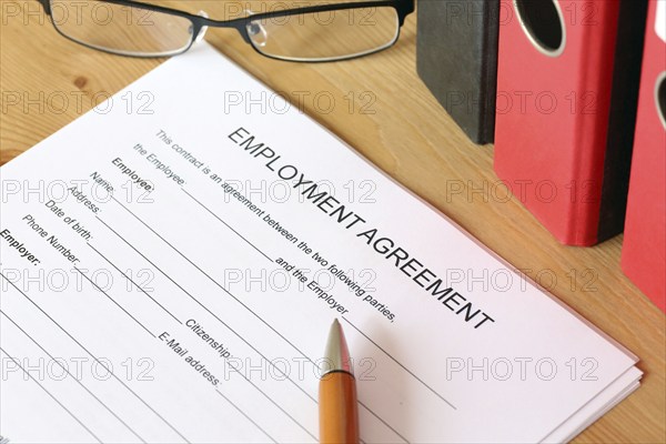 Blank form of an employment contract in English