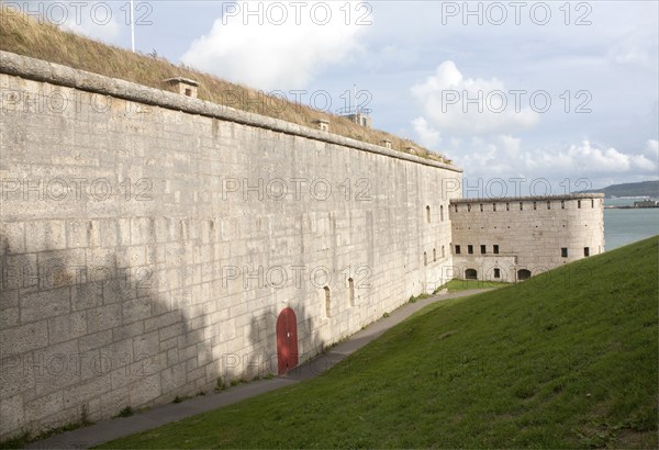 External walls of Nothe Fort built in 1872 Weymouth, Dorset, England, United Kingdom, Europe