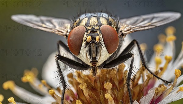 Animals, insect, symbol, close-up of a housefly, Musca domestica, AI-generated, AI generated