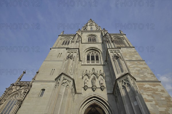 Gothic Minster of Our Lady, view upwards, decorations, figures, Minster Square, Constance, Obersee,