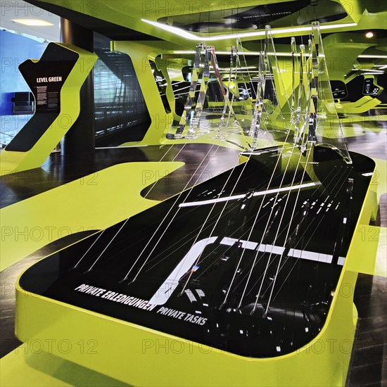 Futuristic exhibition Level Green with three-dimensional network, Autostadt, Wolfsburg, Lower