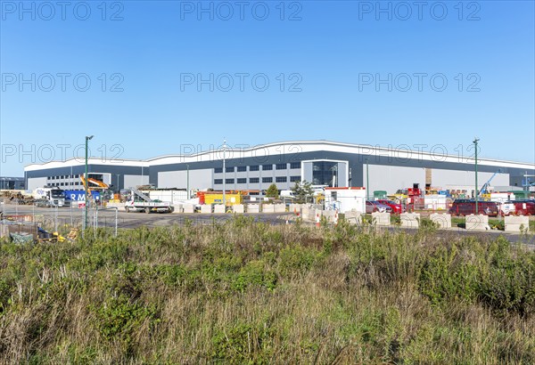 Construction site large warehouse building, Orwell Logistics Park, Nacton Heath, Ipswich, Suffolk,