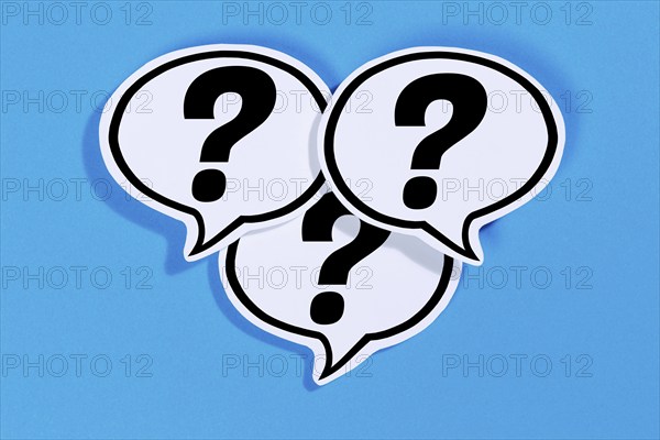 Question mark as a symbol for question Questions Help Problem Information Support in speech bubbles