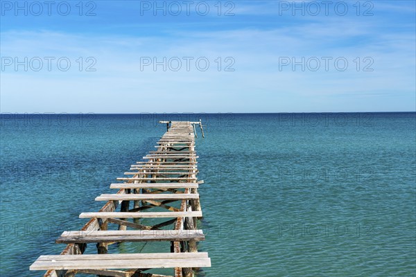 Bay of Alcudia, Platja de Muro, Muro beach, wooden walkway, Majorca, Balearic Islands, Spain,
