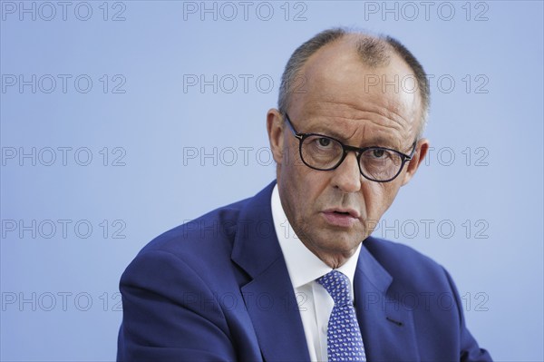 Friedrich Merz, CDU party chairman, at the Federal Press Conference on the consequences of Solingen