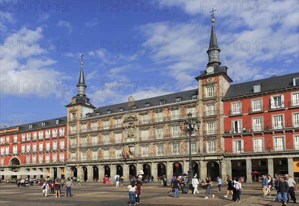 Plaza Mayor, Madrid, Spain designed 1619 Juan Gomez de Mora central square tourist attraction in