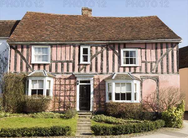 Historic half-timbered building house called Cordwainers, Lavenham, Suffolk, England, UK