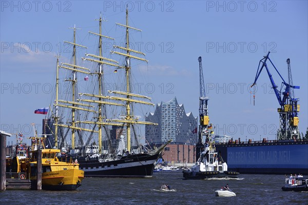 Europe, Germany, Hamburg, Elbe, harbour birthday, sail training ship Kruzenstern, 4-mast barque,