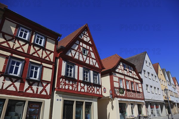 Half-timbered houses in the main street, Hassfurt, Hassfurt, Hassberge district, Lower Franconia,