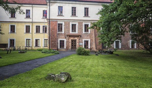 Old building with lawn in the historic center of Vilnius