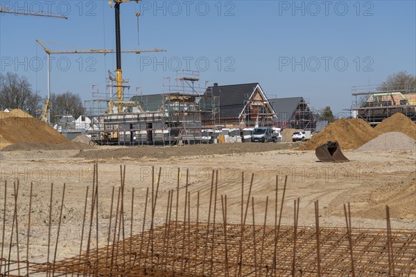 New development area, Am Schwan, in Wesel, where 70 detached and semi-detached houses are being