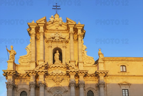 Syracuse Cathedral facade, Ortygia, Syracuse, Sicily, Italy, Europe