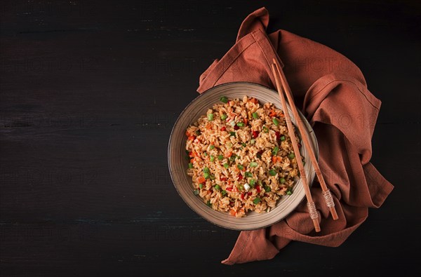 Fried Rice, with vegetables and egg, Chinese cuisine, homemade, no people