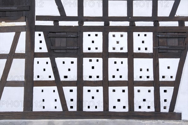 Detail of an old half-timbered house, half-timbered façade, Alsace, France, Europe