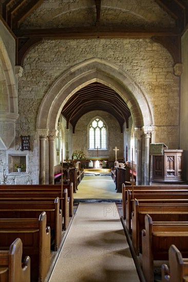 Interior village parish church of the Holy Cross, Wilcot, Pewsey, Wiltshire, England, UK
