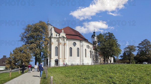 Pilgrimage church, Wieskirche, Steingaden, Romantic Road, Pfaffenwinkel, Upper Bavaria, Bavaria,