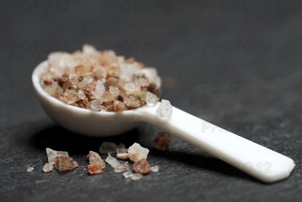 Spoon with natural salt, from the Salzkammergut, mill salt, salt
