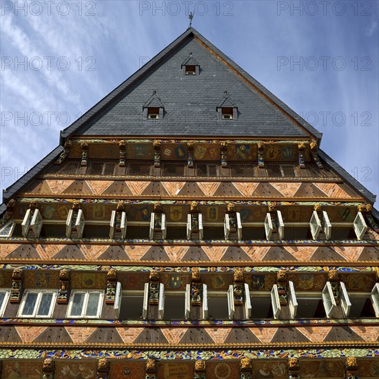 Historic Knochenhaueramtshaus on the market square, Old Town, Hildesheim, Lower Saxony, Germany,