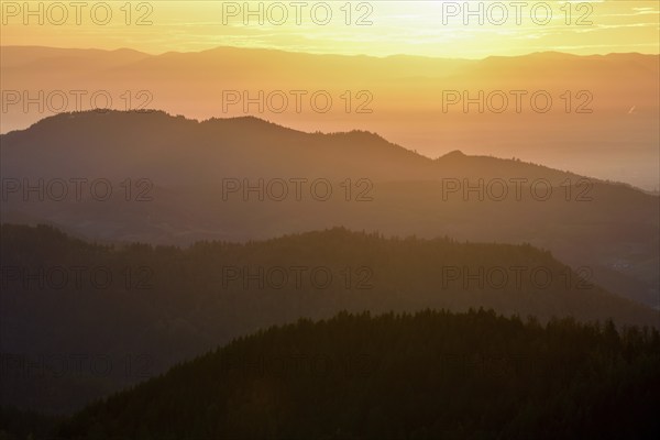 Sunset at Schliffkopf, near Baiersbronn, Freudenstadt district, Black Forest, Baden-Württemberg,