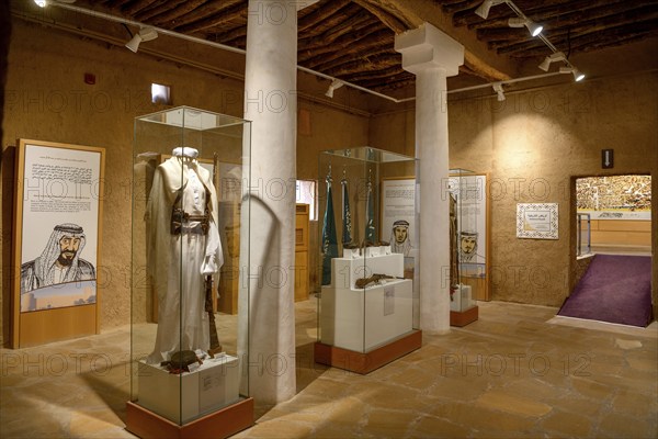 Exhibition space in the Al Masmak Fort, historic fortress from 1865, in the old city of Riyadh,