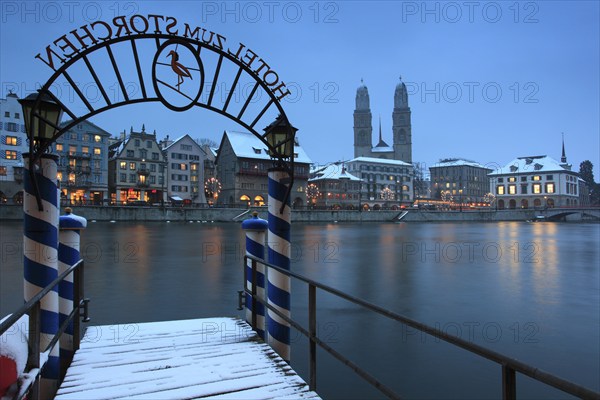 Jetty from Hotel Zum Storchen, Old Town, Limmatquai, Limmat, Zurich, Switzerland, Europe