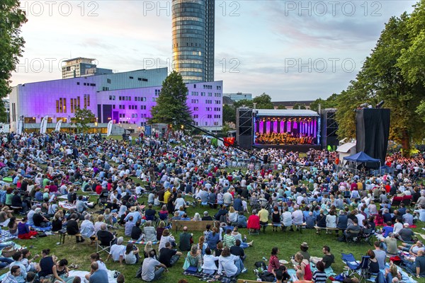 Open air concert in Essen's Stadtgarten Park, summer concert of the state government, North