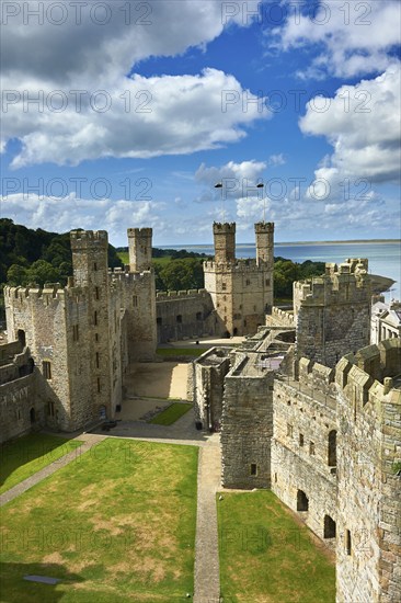 Caernarfon or Carnarvon Castle built in 1283 by King Edward I of England, Gwynedd, north-west