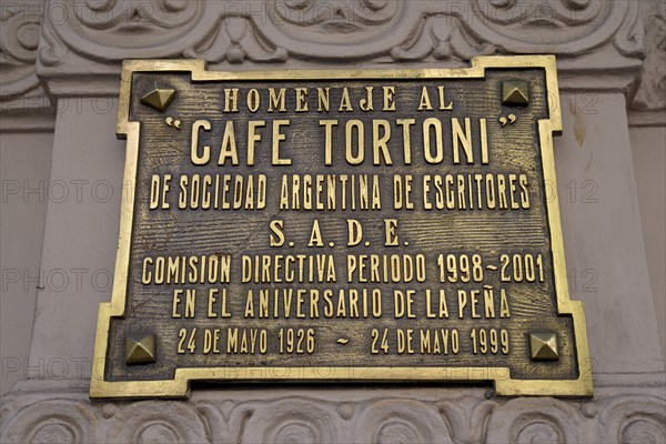 Sign at Café Tortoni, coffee house on the Avenida de Mayo, Buenos Aires, Argentina, South America