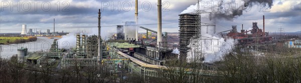 Panorama of the Thyssenkrupp Steel steelworks in Duisburg-Marxloh, on the Rhine, STEAG coal-fired