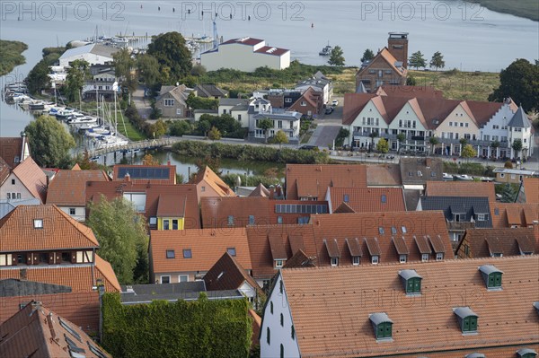 Town view with castle island, Wolgast, Usedom Island, Mecklenburg-Western Pomerania, Germany,